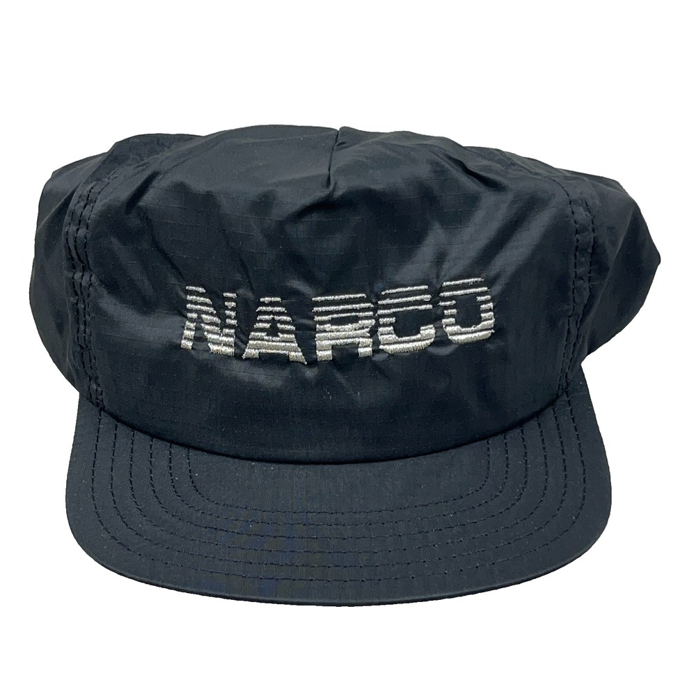 Vintage Narco Trucker Hat Made In USA 90s Black Nylon Coal Mine Mining Equipment